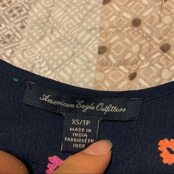 American Eagle Navy Blue Dress with Leaves Pattern - Picture 2 of 2